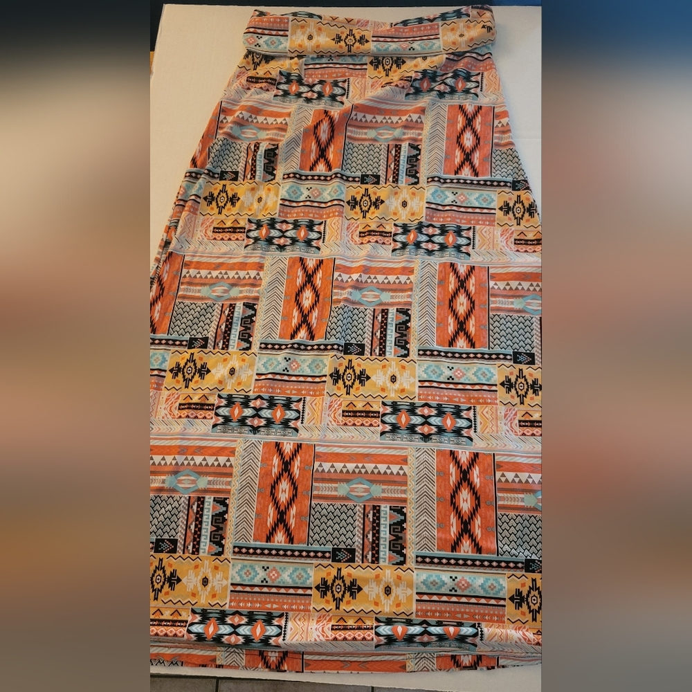 Hot Kiss Extra long stretch skirt   Aztec geometric design comfortable and soft